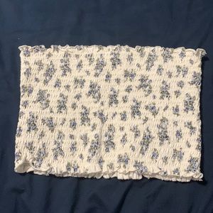 Garage Flowery White Purple and Blue Tube Top